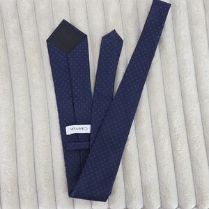 Calvin Klein Navy Blue Dotted Tie 100% silk